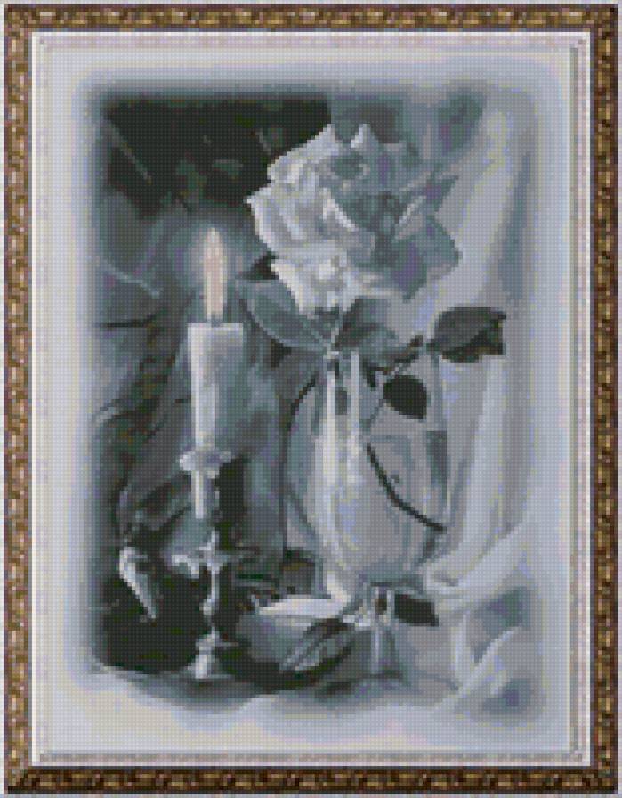 натюрморт со свечей - вышивка крестом - предпросмотр