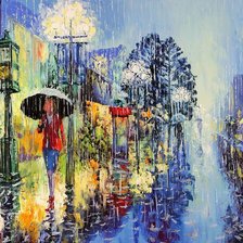 Схема вышивки «Дождливый город»