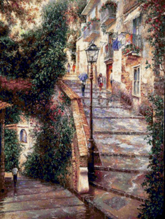 Лестница - город, дом, люди, лестница, пейзаж - предпросмотр