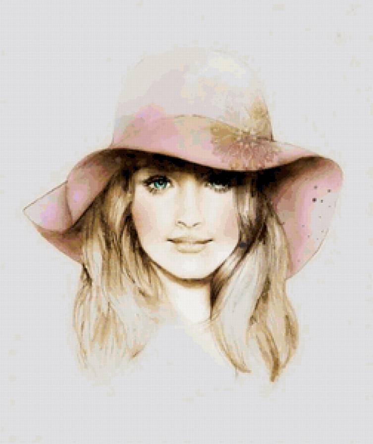 девушка в шляпе - девушка, живопись, женщина, картина - предпросмотр