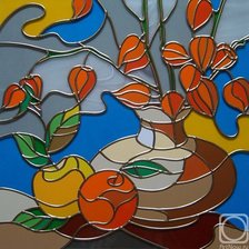 Схема вышивки «Витраж с Физалиями»