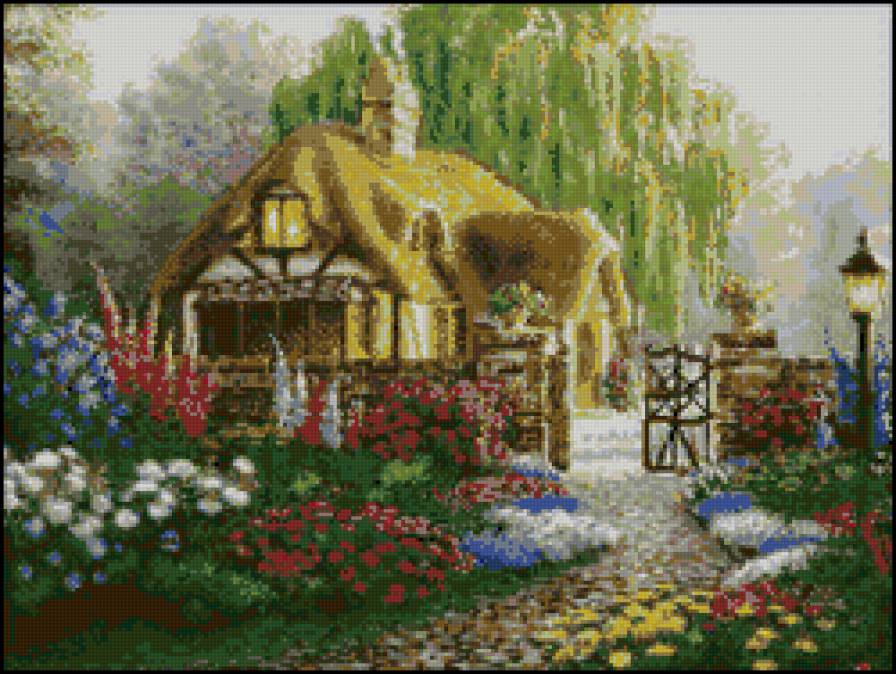 Английский домик - пейзажи.домики.живопись.природа - предпросмотр