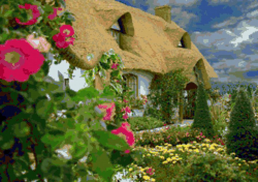 Английский домик 2 - пейзажи.домики.живопись.природа - предпросмотр