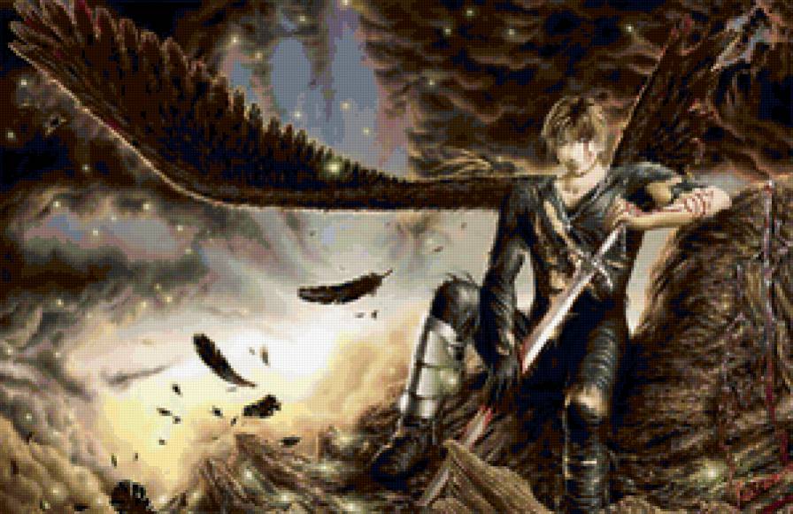 №166849 - фэнтази, воин, крылья, вампир, рыцарь, ангел, аниме - предпросмотр