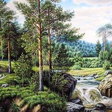 Схема вышивки «Лесная река»