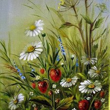 Схема вышивки «Земляника и ромашки»