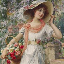 Схема вышивки «Дама с корзинкой»