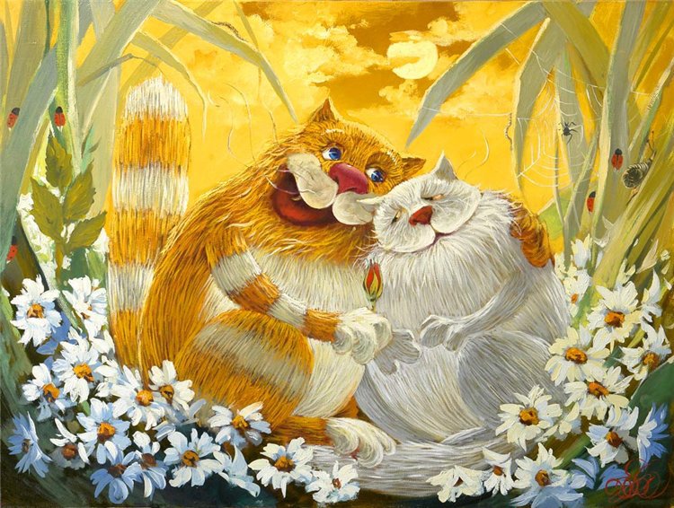 признание - кошки, пара, влюбленные - оригинал