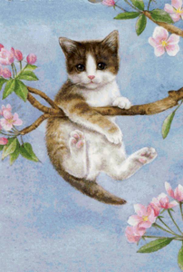 Забавный котенок - живопись, животные, кошки - предпросмотр