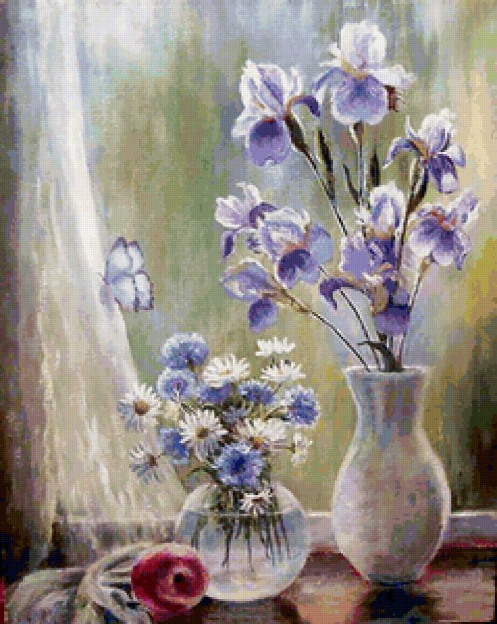 Два букета - цветы, декор, живопись - предпросмотр