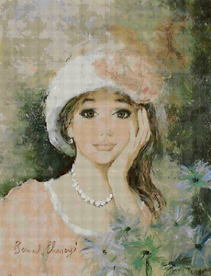 Милое ретро - живопись, женский образ - предпросмотр