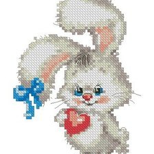 Схема вышивки «зайка с сердечком»