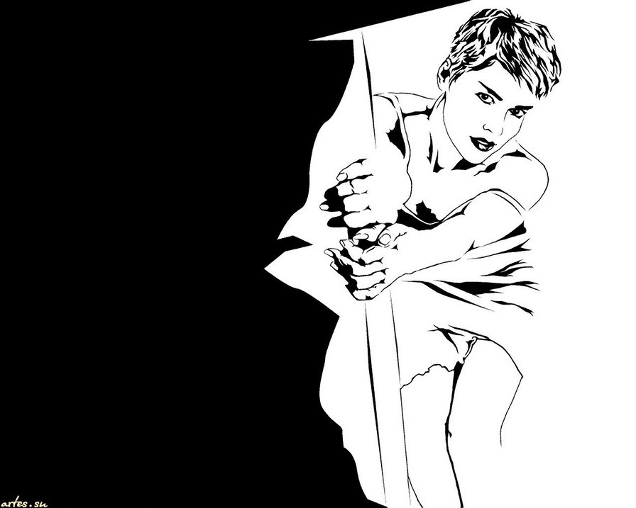 девушка - .девушка, черно - белая - оригинал