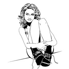 Схема вышивки «девушка в ботинках»