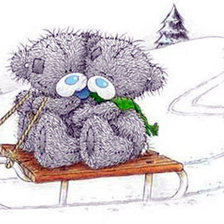 Схема вышивки «Мишки Тедди на санках»