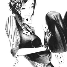 Схема вышивки «девушка с картами»