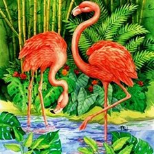 Схема вышивки «фламинго»
