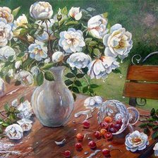 Схема вышивки «белый шиповник»