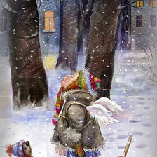 Схема вышивки «Ангелок и вкусные снежинки»