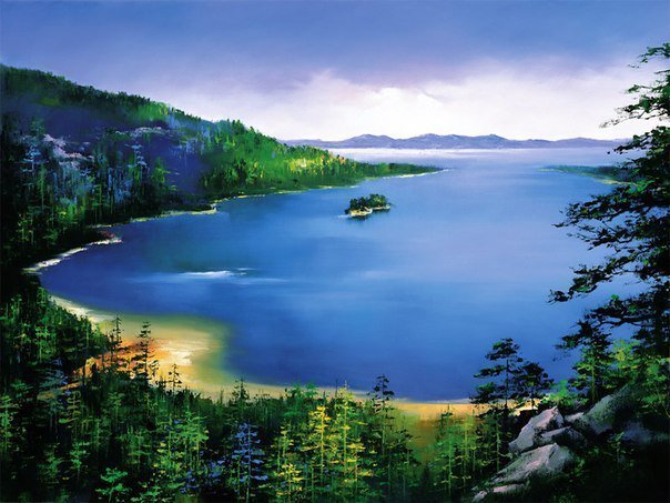 Голубая лагуна - озеро, пейзаж, горы - оригинал