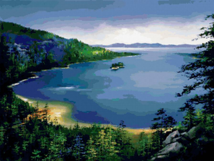 Голубая лагуна - пейзаж, горы, озеро - предпросмотр