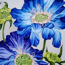 Схема вышивки «Голубые маки»