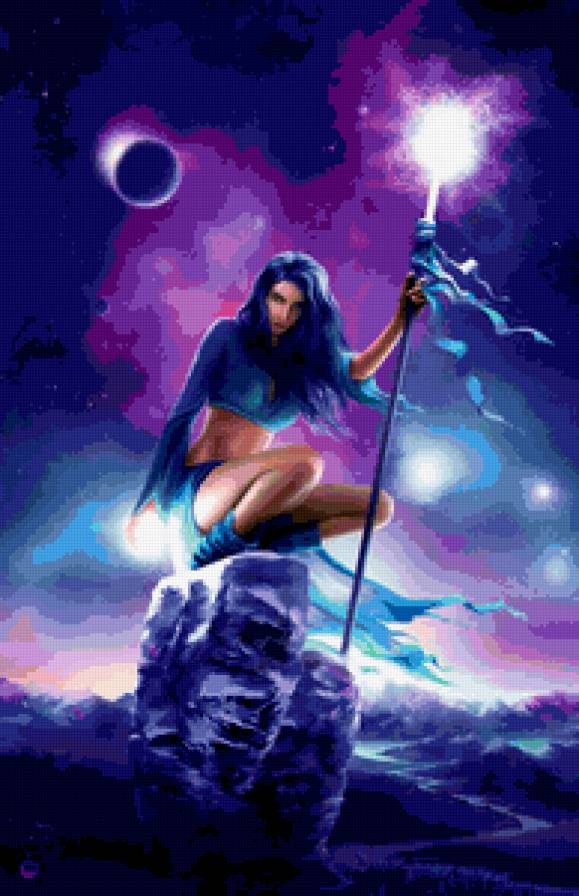 фэнтези - колдунья, фэнтези, затмение, девушка - предпросмотр