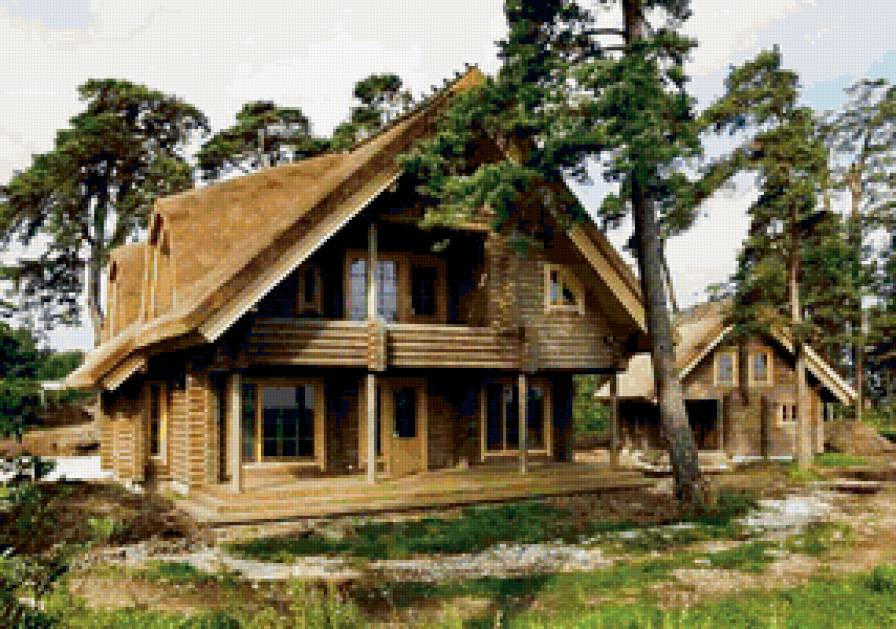 домик - деревянный, коттедж, терем, дом, особняк, домик, изба - предпросмотр
