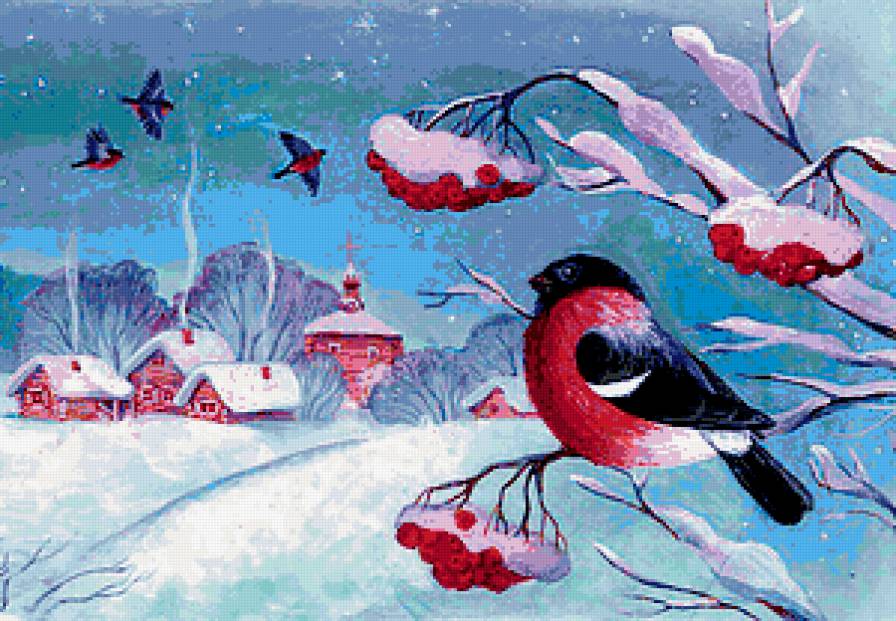 Снегири - зима, снегири - предпросмотр