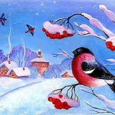 Схема вышивки «Снегири»