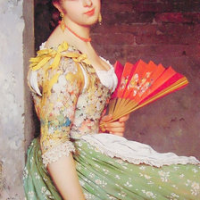 Схема вышивки «ПОРТРЕТ ДЕВУШКИ С ВЕЕРОМ»