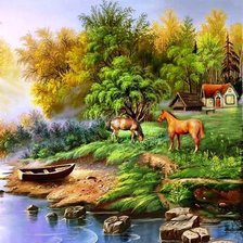 Схема вышивки «пейзаж»