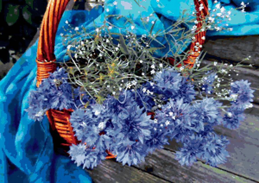 васильки - корзина, цветы, васильки - предпросмотр