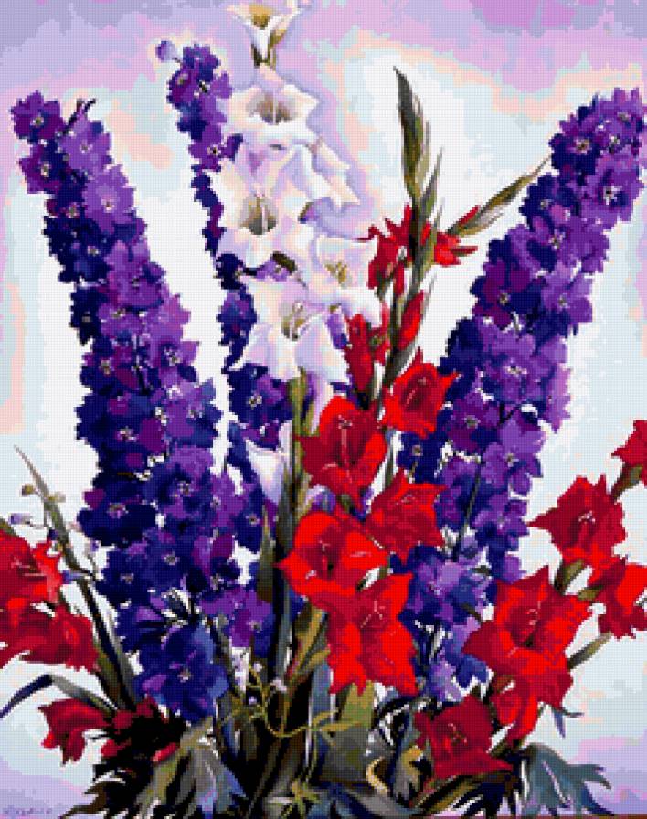Серия "Букет" - букет, цветы, дельфиниум, гладиолусы - предпросмотр
