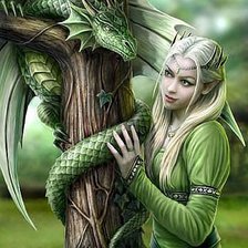 Схема вышивки «Девушка с драконом»