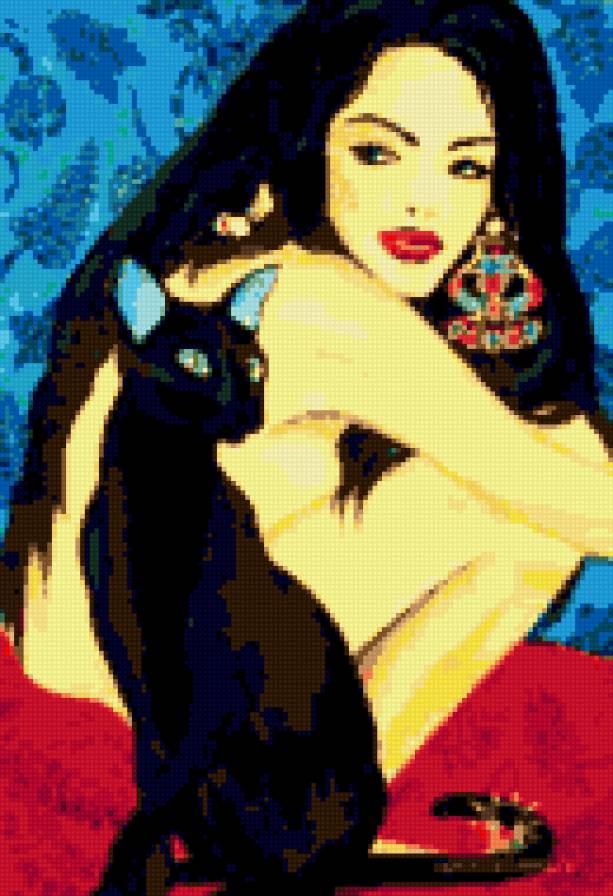 девушка и кошка - девушка, кошки - предпросмотр