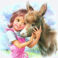 девочка с осликом