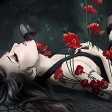 Схема вышивки «Девушка и маки»