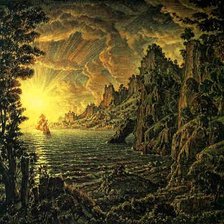 Схема вышивки «Константин Богаевский Корабли.Вечернее солнце.»