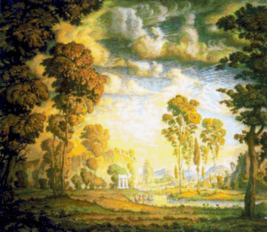 Константин Богаевский.Утро. - деревья.домик., природа, пейзаж - предпросмотр