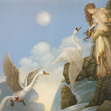 Схема вышивки «девушка и лебеди»