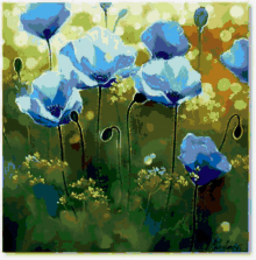 Голубые маки - цветы, маки - предпросмотр