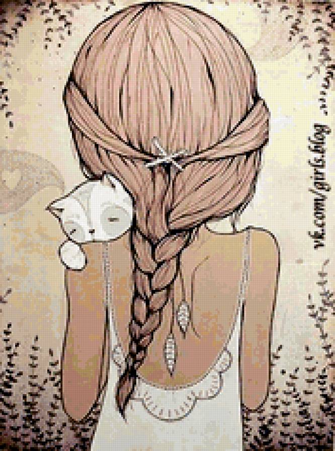 Малышка - девочка с котенком - предпросмотр