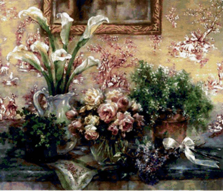 цветы на столе - интерьер, цветы - предпросмотр