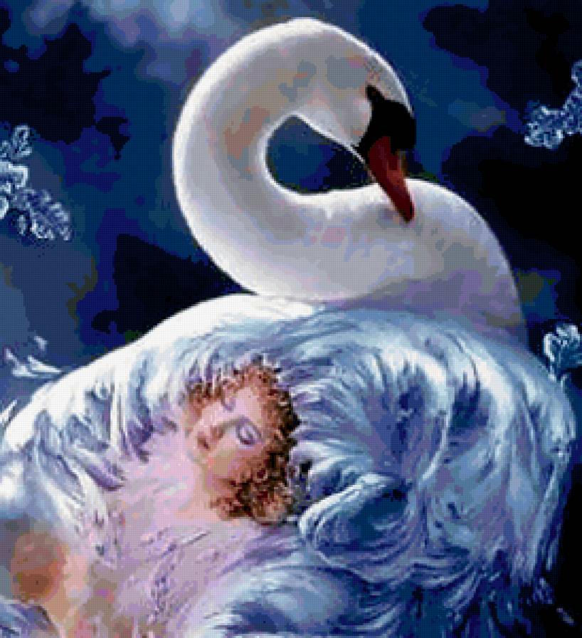 нежность - лебедь, девушка - предпросмотр