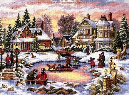 На катке - коньки, зима, сюжет, живопись, каток - оригинал