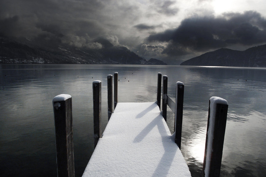 Берег - мост, вода, озеро, природа - оригинал