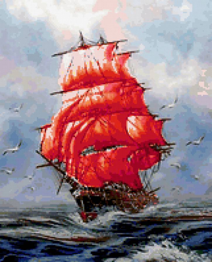 Алые паруса - паруса.., море, корабль - предпросмотр