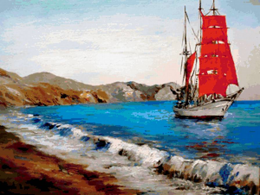 Алые паруса - паруса, море, корабль - предпросмотр