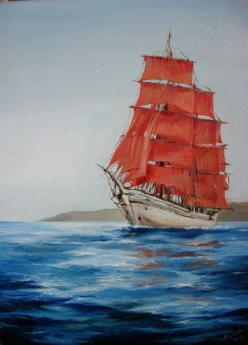 Алые паруса - паруса, корабль, море - оригинал